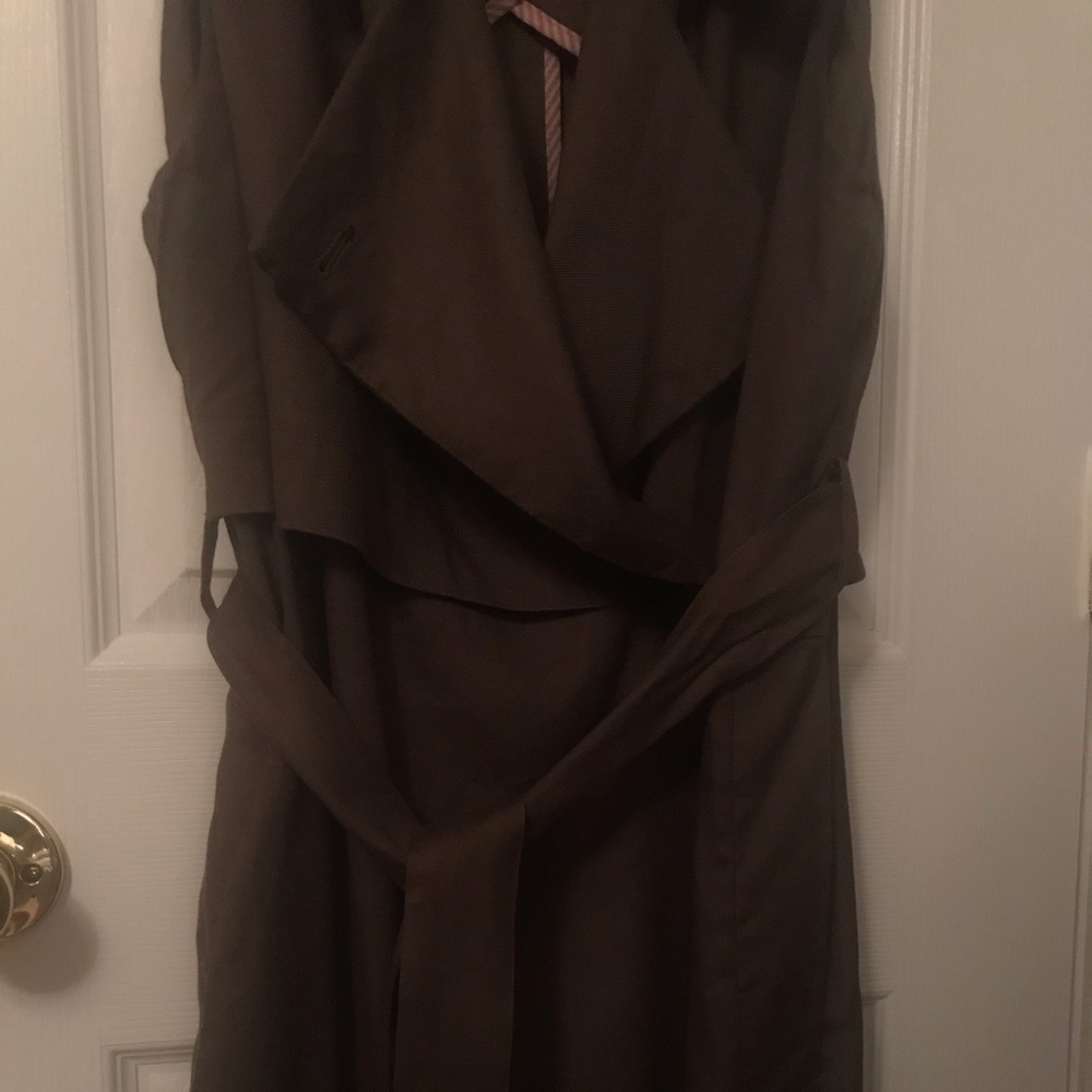 NWOT Army green Anthropologie linen wrap dress - Picture 3 of 10